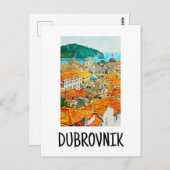 ドゥブロヴニククロアチアワーターカラー油絵を描ハガキー ポストカード (正面/裏面)