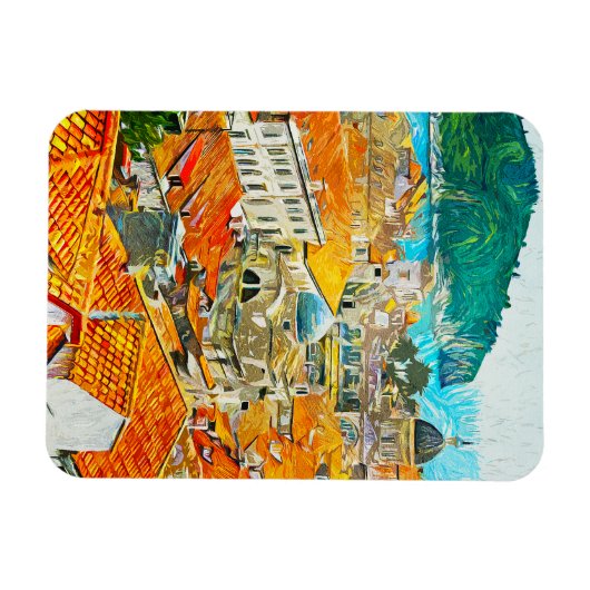 ドゥブロヴニククロアチアワーターカラー油絵を描ポスター マグネット (横)