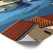 ドゥブロヴニククロアチアヴィンテージトラベルイラストレーション ポスター (角)