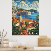 ドゥブロヴニククロアチアヴィンテージトラベル ポスター (キッチン)