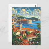 ドゥブロヴニククロアチアヴィンテージトラベル ポストカード (正面/裏面)