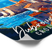 ドゥブロヴニククロアチアヴィンテージ旅行イラストレーション ポスター (角)