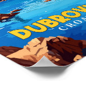 ドゥブロヴニククロアチアヴィンテージ旅行イラストレーション ポスター (角)