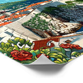 ドゥブロヴニククロアチア芸術的トラベルイラストレーション ポスター (角)