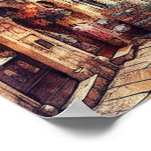 ドゥブロヴニククロアチア通りタワー水彩画 ポスター (角)