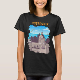 ドゥブロヴニク旧市街大聖堂パープルトラベル Tシャツ