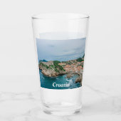ドゥブロヴニク港とシティセンターガラス タンブラーグラス (正面)