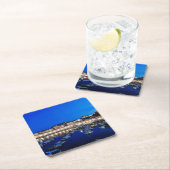 ドゥブロヴニク港と壁が夜にライトアップ スクエアペーパーコースター (インサイチュ)