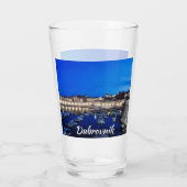ドゥブロヴニク港と壁が夜にライトアップ タンブラーグラス (裏面)