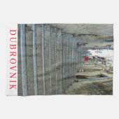 ドゥブロヴニク石段ビュー茶タオル キッチンタオル (横)