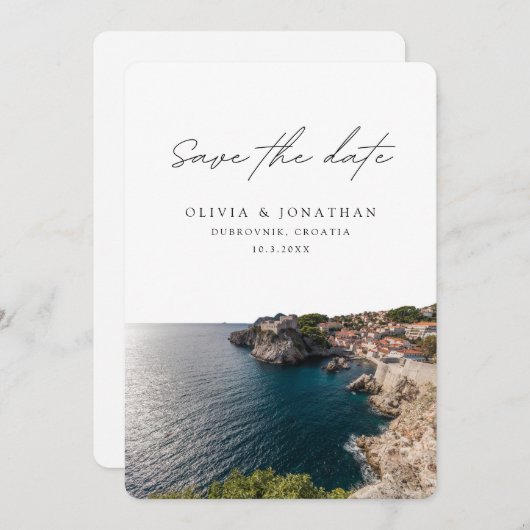 ドゥブロヴニク結婚式クロアチアの日付を結婚保存 招待状 (正面/裏面)