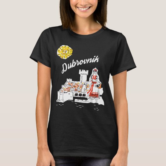 ドゥブロヴニク クロアチア 要塞 白 赤 旅行 Tシャツ (正面)