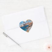 ドゥブロヴニク:ビーチと旧市街の景色 ハートシール (封筒)