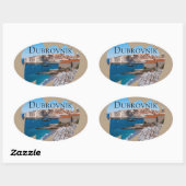 ドゥブロヴニク：ビーチと旧市街の景色 楕円形シール (シート)