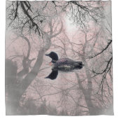 ドゥベットカバー黒と白のルーン湖ピンク シャワーカーテン (正面)