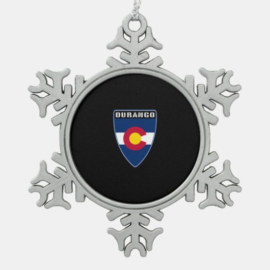 ドゥランゴコロラドシールド スノーフレークピューターオーナメント (正面)