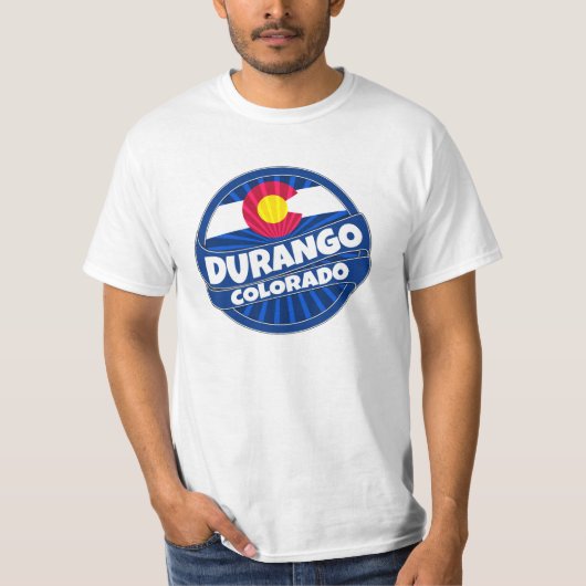 ドゥランゴ・コロラド州旗のバーストTシャツ Tシャツ (正面)
