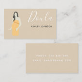 ドゥラ助産婦妊婦イラストレーションベージュ 名刺 (正面/裏面)