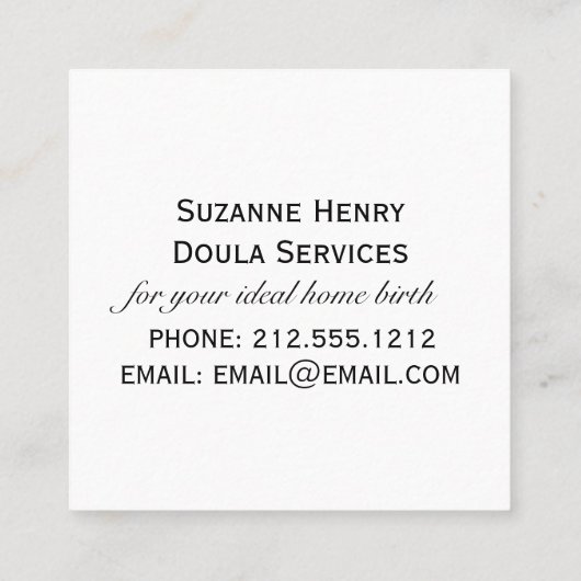 ドゥラ妊娠を呼びシンプル出す時間 スクエア名刺 (裏面)