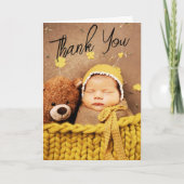 ドゥラ新生児カード | 写真と統計パーソナライズされた サンキューカード (正面)