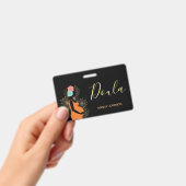 ドゥラ誕生コーチ助産師フローラ書道ブラック バッジ (手持ち)