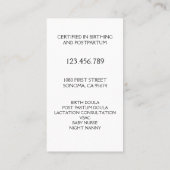 ドゥラ誕生コーチ授乳コンサルタント助産師 名刺 (裏面)