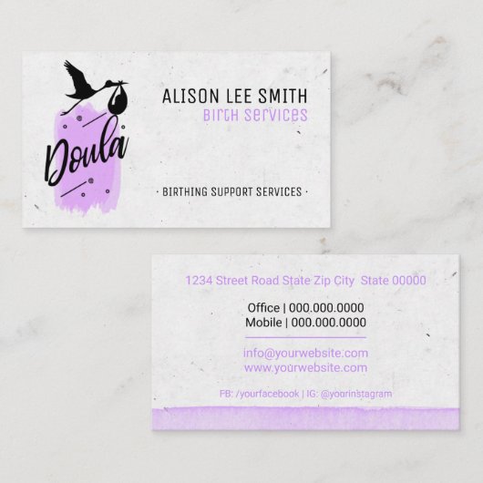 ドゥラ誕生コーチ 名刺 (正面/裏面)