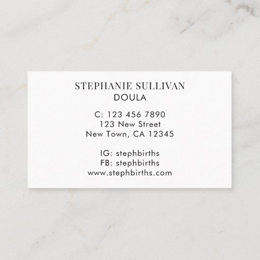 ドゥラ誕生コーチ 名刺 (裏面)