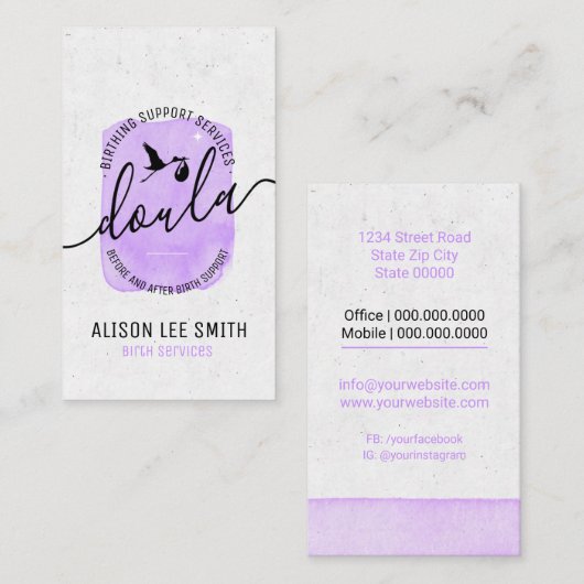 ドゥラ誕生コーチ 名刺 (正面/裏面)