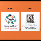 ドゥラ誕生ポストパルタムピンクフローラロゴ スクエア名刺