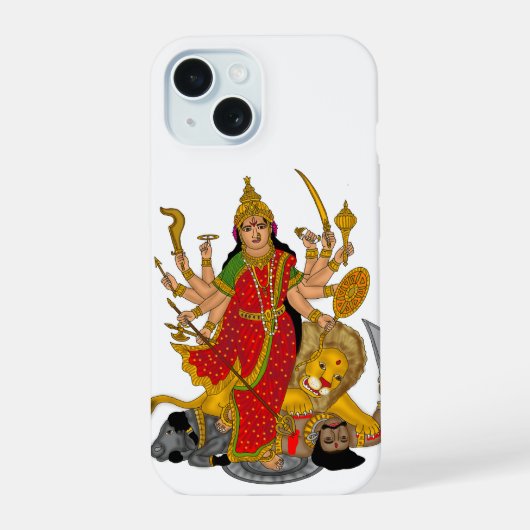 ドゥルガ女神のスマホケース iPhone 15ケース (裏面)