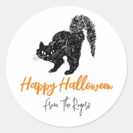 ドゥルブラックキャットカスタムハロウィーンステッカー ラウンドシール