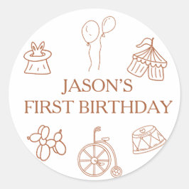 ドゥードゥルス サーカス 1歳の誕生日パーティー ラウンドシール