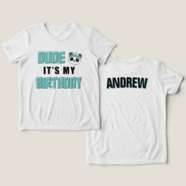 ドゥードティール(緑がかった色)アンドブラックパンダ誕生日 パーソナライズされた トライブレンドTシャツ