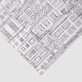 ドゥードルの町のパターン 薄葉紙 (詳細)