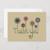 ドゥードルアートの花で感謝を伝える ポストカード (正面/裏面)