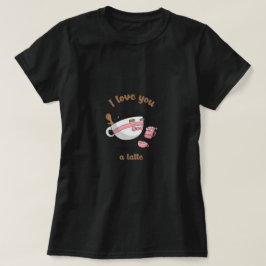 ドゥードルアート かわいいキャラクター コーヒーカップル ラテ Tシャツ