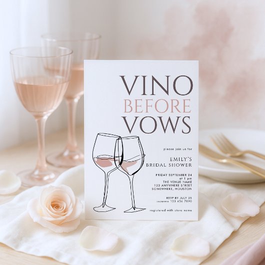 ドゥードルイラスト Vino Before Vows ブライダルシャワー 招待状