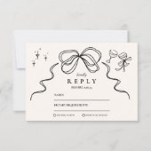 ドゥードルシャンパン遊び心リボン 結婚式 出欠カード (正面)
