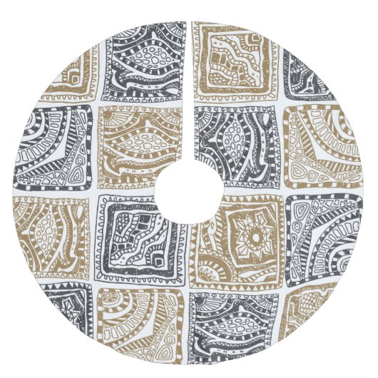 ドゥードルジオメトリック、ヴィンテージ抽象芸術パターン。 ブラッシュドポリエステルツリースカート (正面)