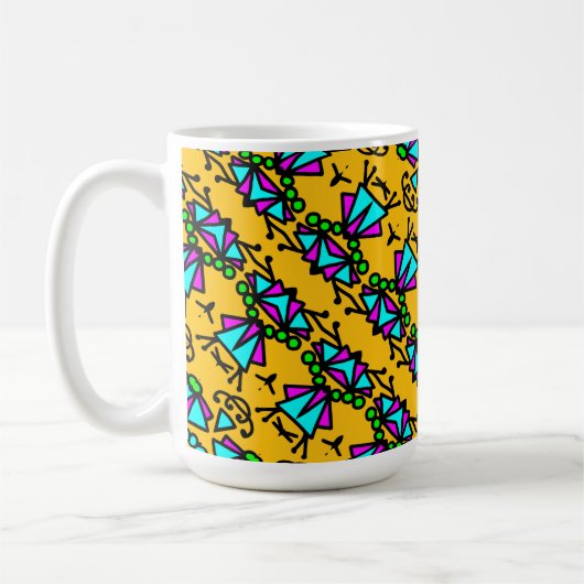 ドゥードルバグの花模様 コーヒーマグカップ (左)