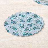 ドゥードルバグ バタフライ - 青 - シームレスパターン。 ペーパーコースター (アングル)