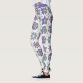 ドゥードルパープルフローラルパターパーソナライズされたン名 レギンス (左)