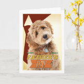 ドゥードル犬 父の日のカード カード (黄色い花)