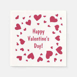 ドゥードル赤いハートバレンタインデー スタンダードカクテルナプキン