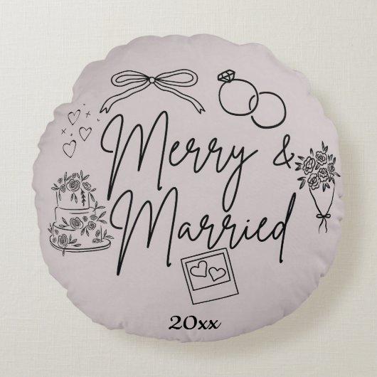 ドゥードル メリー アンド マリード ラウンドクッション (正面)