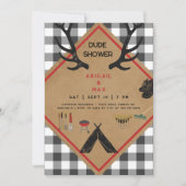 ドゥード〔雄ジカの〕枝角カップルブライダルシャワー 招待状 (正面)