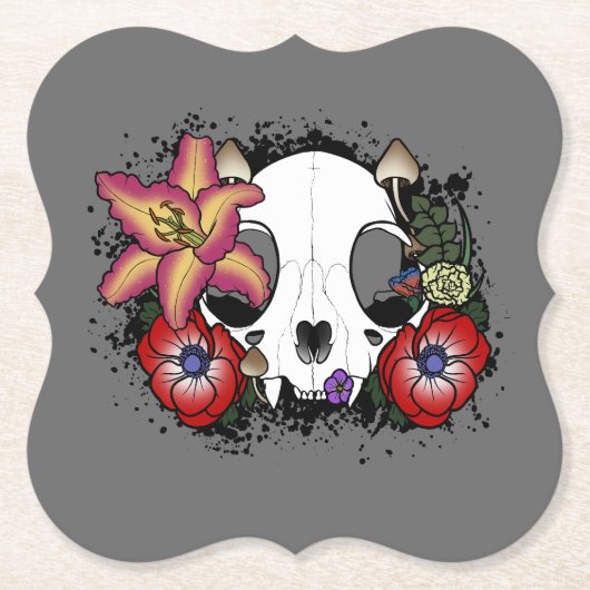 ドゥームと開花猫スカル ペーパーコースター (正面)