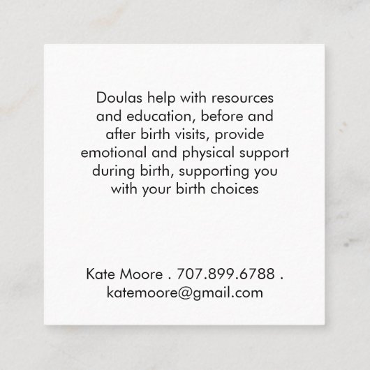 ドゥーラミッドウィザーズ誕生サービス スクエア名刺 (裏面)