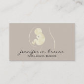 ドゥーラ出産コーチ 妊娠中のゴールド 赤ちゃん 新生児 名刺 (正面)